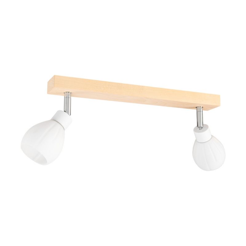 Drewniana Lampa Sufitowa SPOT Light  2xG9 LED 3W Naturalna Brzoza FSC z Akcentami Bieli, Polski Producent, 1 szt.
