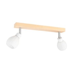 Drewniana Lampa Sufitowa SPOT Light  2xG9 LED 3W Naturalna Brzoza FSC z Akcentami Bieli, Polski Producent, 1 szt.