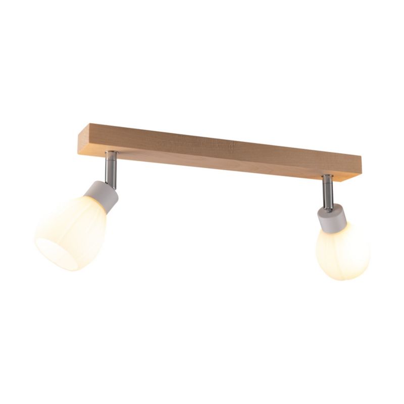 Drewniana Lampa Sufitowa SPOT Light  2xG9 LED 3W Naturalna Brzoza FSC z Akcentami Bieli, Polski Producent, 1 szt.