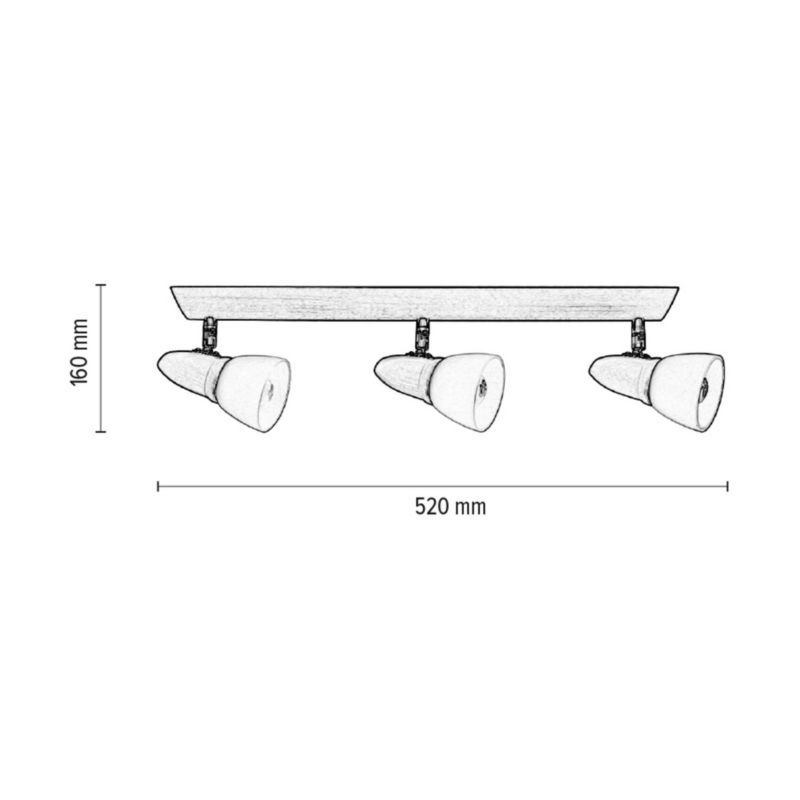 Drewniana Lampa Sufitowa SPOT Light 3xE14 Max.40W Drewno Bukowe Kirsz FSC z Białymi Kloszami, Polski Producent, 1 szt.