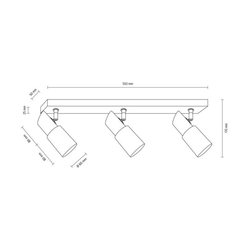 Drewniana Lampa Sufitowa SPOT Light  3xE14 Max.40W Drewno Bukowe Orzechowe FSC z Białym Szkłem, 1 szt.