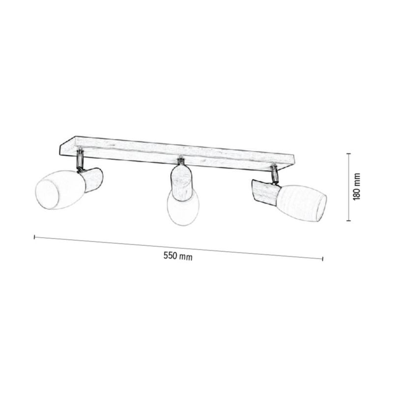Drewniana Lampa Sufitowa SPOT Light  3xE14 Max.40W Naturalna Brzoza FSC, Biały Szklany Klosz, Polski Producent, 1 szt.