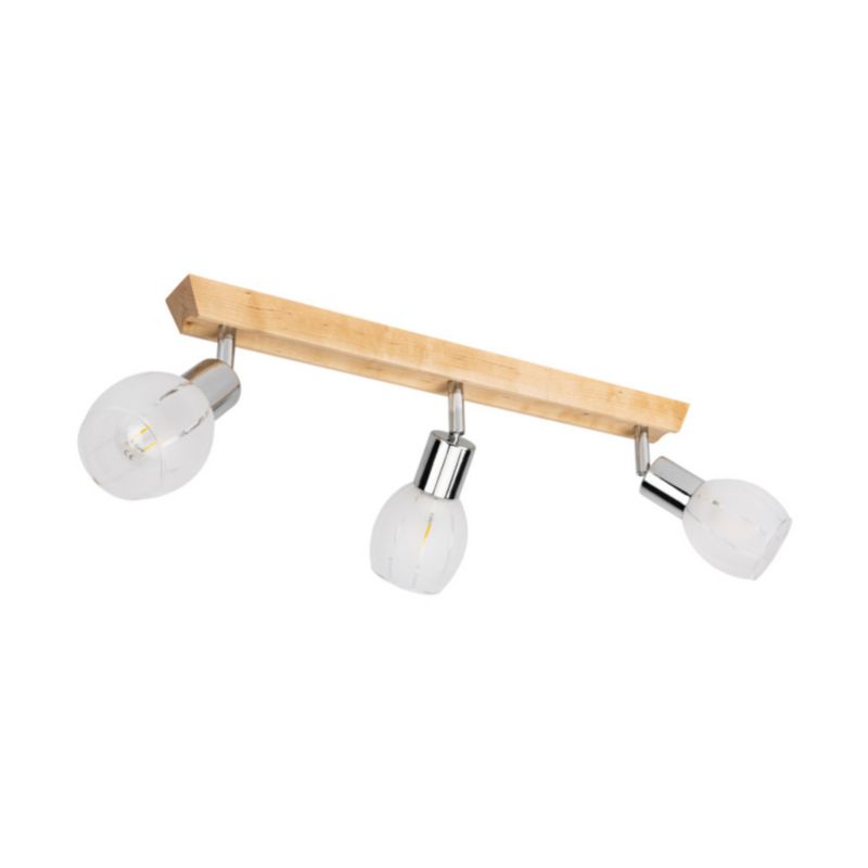 Drewniana Lampa Sufitowa SPOT Light  3xE14 Max.40W Naturalna Brzoza FSC z Biało Transparentnym Kloszem, 1 szt.