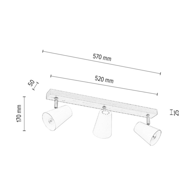 Drewniana Lampa Sufitowa SPOT Light  3xE14 Max.40W Naturalna Brzoza z Białym Kloszem, Polski Producent, 1 szt.