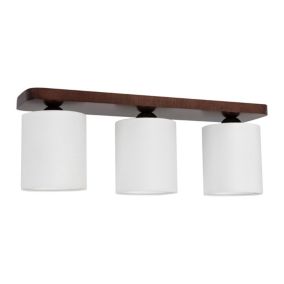 Drewniana Lampa Sufitowa SPOT Light  3xE27 25W Drewno Bukowe Orzechowe FSC z Białą Tkaniną, Polski Producent 1 szt.