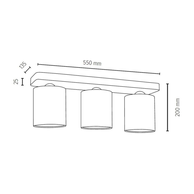 Drewniana Lampa Sufitowa SPOT Light  3xE27 25W Drewno Bukowe Orzechowe FSC z Białą Tkaniną, Polski Producent 1 szt.