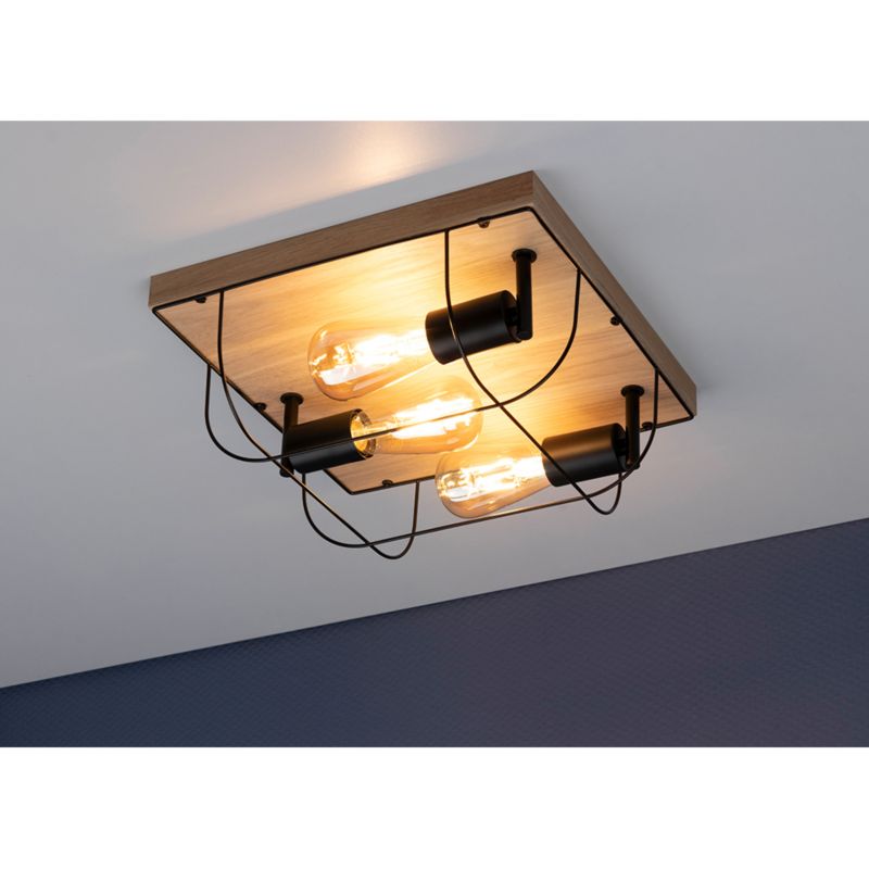 Drewniana Lampa Sufitowa SPOT Light 3xE27 Max.15W LED Dąb Olejowany FSC z Czarnymi Akcentami, Polski Producent, 1 szt.