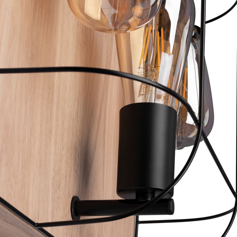 Drewniana Lampa Sufitowa SPOT Light 3xE27 Max.15W LED Dąb Olejowany FSC z Czarnymi Akcentami, Polski Producent, 1 szt.