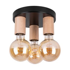 Drewniana Lampa Sufitowa SPOT Light  3xE27 Max.15W LED Naturalna Brzoza FSC z Akcentem Czerni, 1szt.