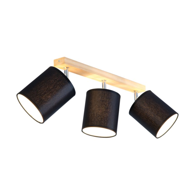 Drewniana Lampa Sufitowa SPOT Light  3xE27 Max.25W Dąb Olejowany FSC z Czarną Tkaniną, Polski Producent, 1 szt.