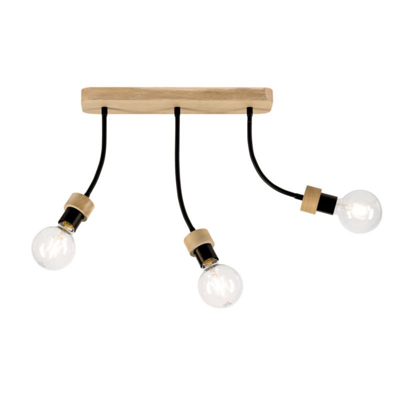 Drewniana Lampa Sufitowa SPOT Light 3xE27 Max.25W Dąb Olejowany FSC z Czarnymi Detalami, Polski Producent, 1 szt.
