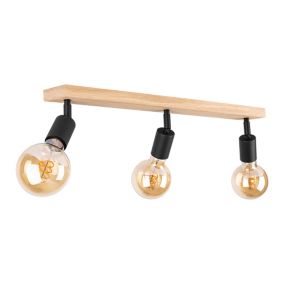 Drewniana Lampa Sufitowa SPOT Light  3xE27 Max.25W Dąb Olejowany FSC z Detalem Czerni, Polski Producent, 1 szt.