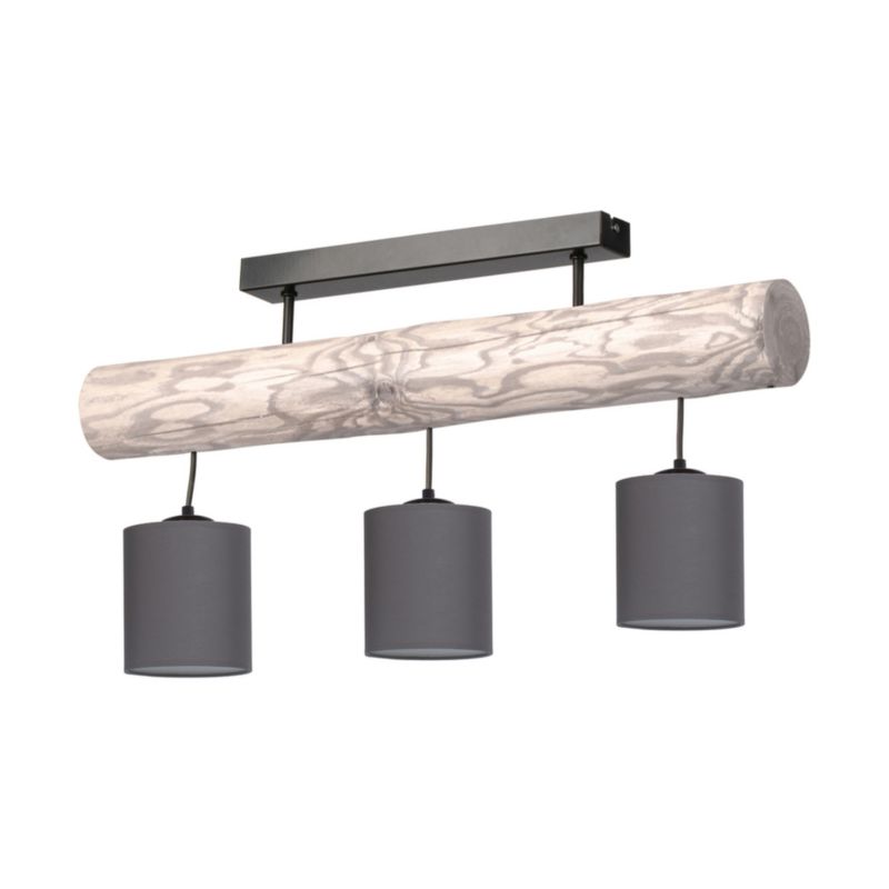Drewniana Lampa Sufitowa SPOT Light  3xE27 Max.25W Sosna Szara FSC, Antracyt, Polski Producent, 1 szt.
