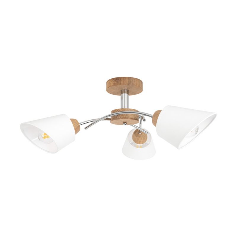 Drewniana Lampa Sufitowa SPOT Light  3xE27 Max.40W Dąb Olejowany FSC z Białą Tkaniną, Polski Producent, 1 szt.