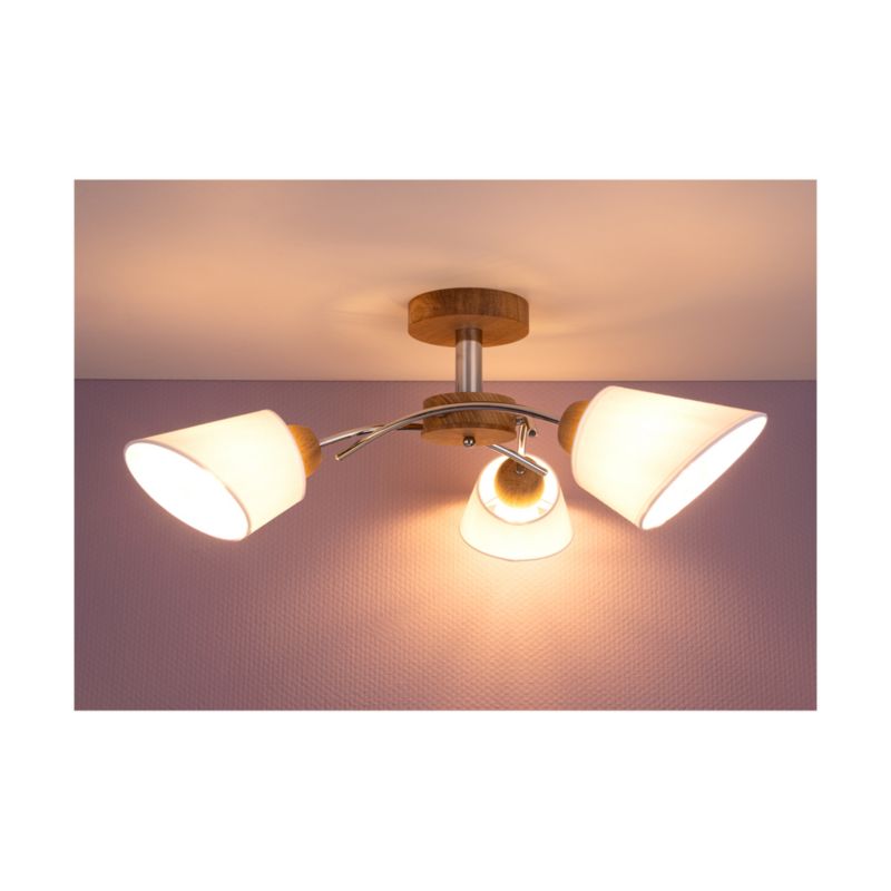 Drewniana Lampa Sufitowa SPOT Light  3xE27 Max.40W Dąb Olejowany FSC z Białą Tkaniną, Polski Producent, 1 szt.