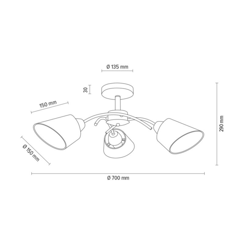 Drewniana Lampa Sufitowa SPOT Light  3xE27 Max.40W Dąb Olejowany FSC z Białą Tkaniną, Polski Producent, 1 szt.