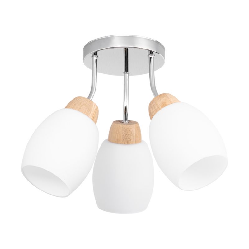 Drewniana Lampa Sufitowa SPOT Light  3xE27 Max.40W Dąb Olejowany FSC z Białym Kloszem, Polski Producent, 1 szt.
