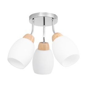 Drewniana Lampa Sufitowa SPOT Light  3xE27 Max.40W Dąb Olejowany FSC z Białym Kloszem, Polski Producent, 1 szt.