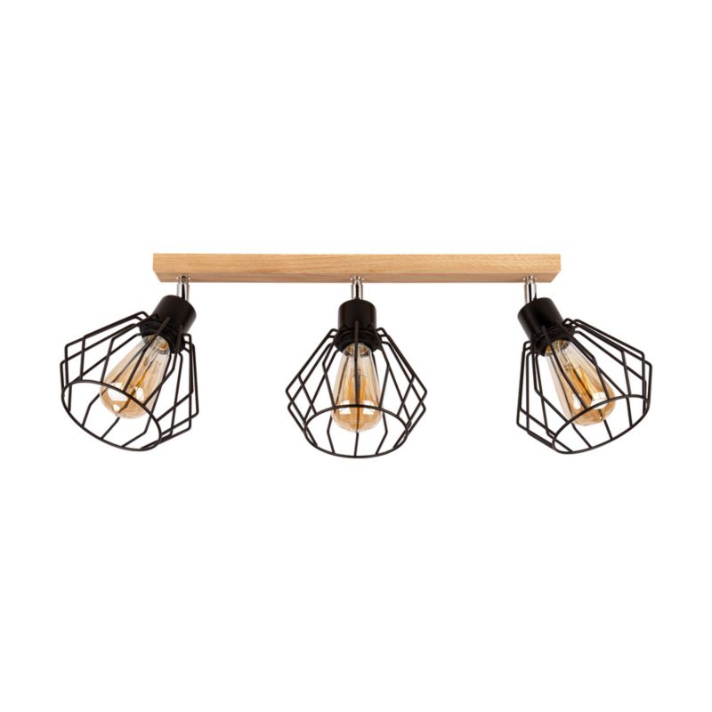 Drewniana Lampa Sufitowa SPOT Light  3xE27 Max.60W Dąb Olejowany FSC z Akcentem Czerni, 1 szt.