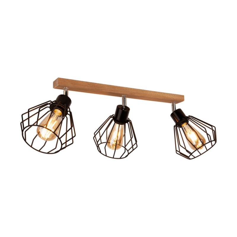 Drewniana Lampa Sufitowa SPOT Light  3xE27 Max.60W Dąb Olejowany FSC z Akcentem Czerni, 1 szt.