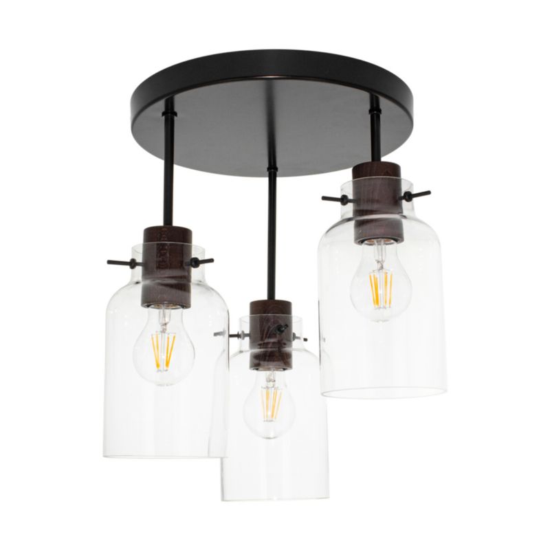 Drewniana Lampa Sufitowa SPOT Light  3xE27 Max.60W Drewno Bukowe Orzechowe FSC z Transparentnym Szkłem, 1 szt.