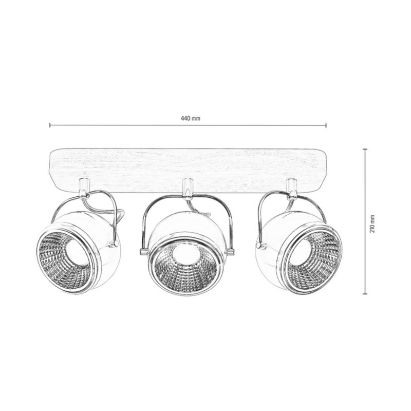 Drewniana Lampa Sufitowa SPOT Light  3xGU10 LED 6W Dąb Olejowany FSC z Dodatkiem Satyny Polski Producent 1 szt.
