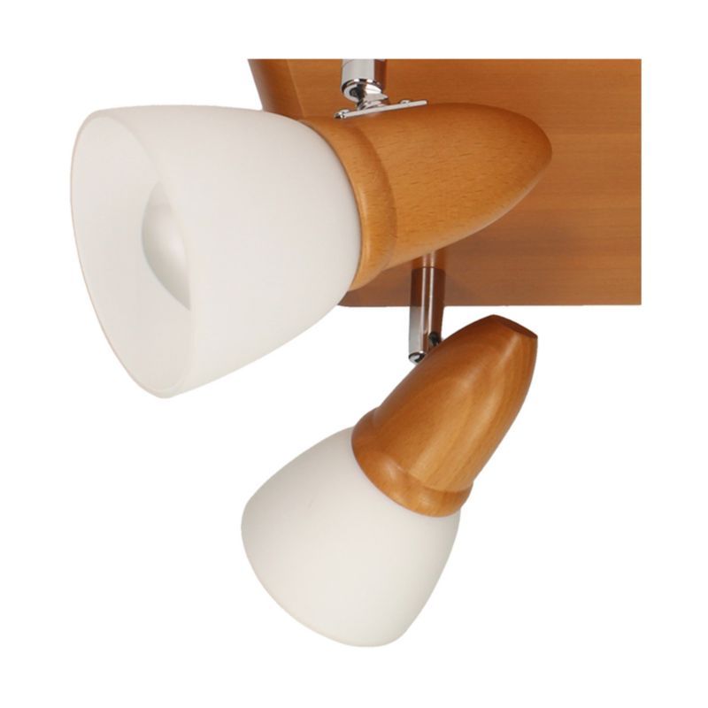 Drewniana Lampa Sufitowa SPOT Light 4xE14 Max.40W Drewno Bukowe Kirsz FSC z Białymi Kloszami, Polski Producent, 1 szt.