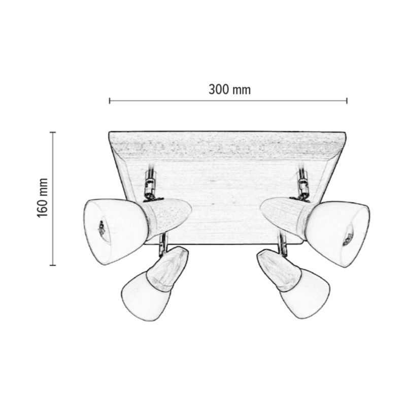 Drewniana Lampa Sufitowa SPOT Light 4xE14 Max.40W Drewno Bukowe Kirsz FSC z Białymi Kloszami, Polski Producent, 1 szt.