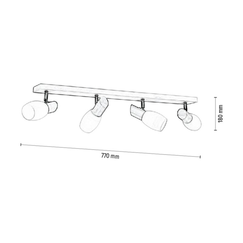 Drewniana Lampa Sufitowa SPOT Light  4xE14 Max.40W Naturalna Brzoza FSC, Biały Szklany Klosz, Polski Producent, 1 szt.