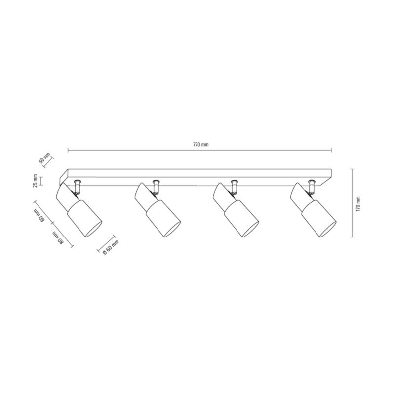 Drewniana Lampa Sufitowa SPOT Light  4xE14 Max.40W Naturalna Brzoza FSC z Białym Szkłem, Polski Producent, 1 szt.