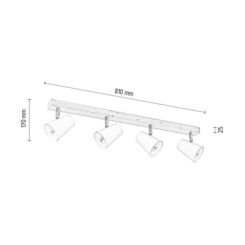 Drewniana Lampa Sufitowa SPOT Light  4xE14 Max.40W Naturalna Brzoza z Białym Kloszem, Polski Producent, 1 szt.