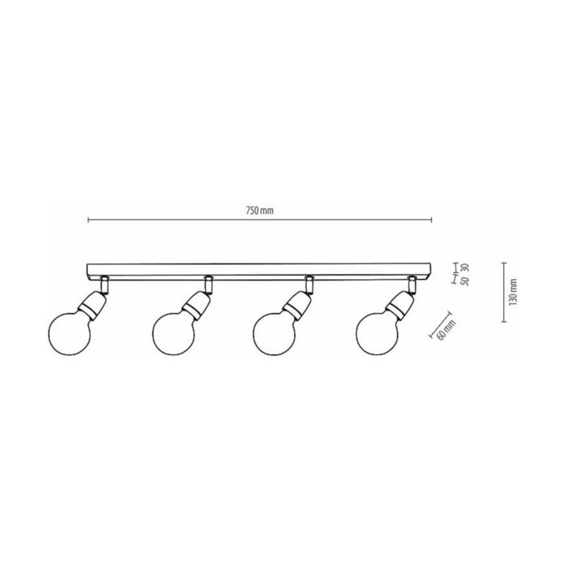 Drewniana Lampa Sufitowa SPOT Light 4xE27 25W Dąb Olejowany FSC z ceramicznymi oprawkami, Polski Producent, 1 szt.