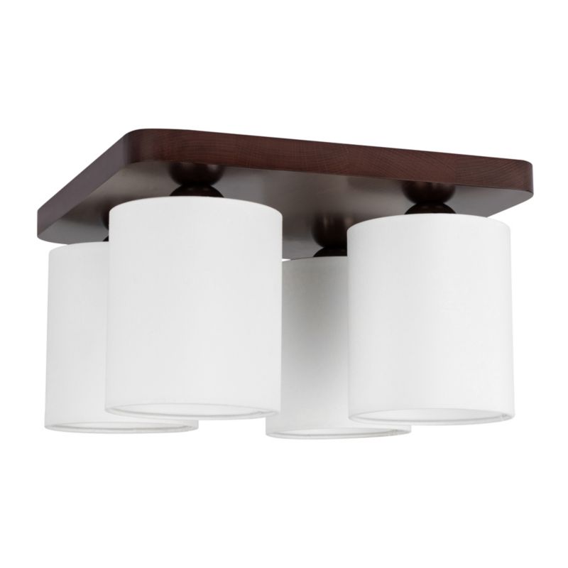 Drewniana Lampa Sufitowa SPOT Light  4xE27 25W Drewno Bukowe Orzechowe FSC z Białą Tkaniną, Polski Producent 1 szt.