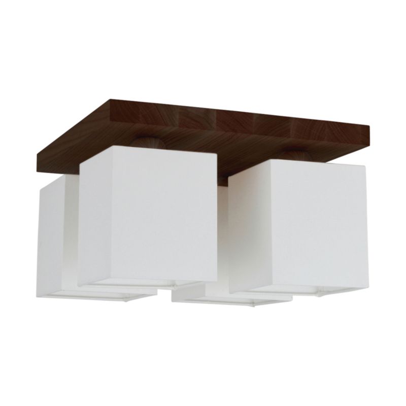 Drewniana Lampa Sufitowa SPOT Light  4xE27 25W Drewno Bukowe Orzechowe FSC z Białą Tkaniną, Polski Producent 1 szt.