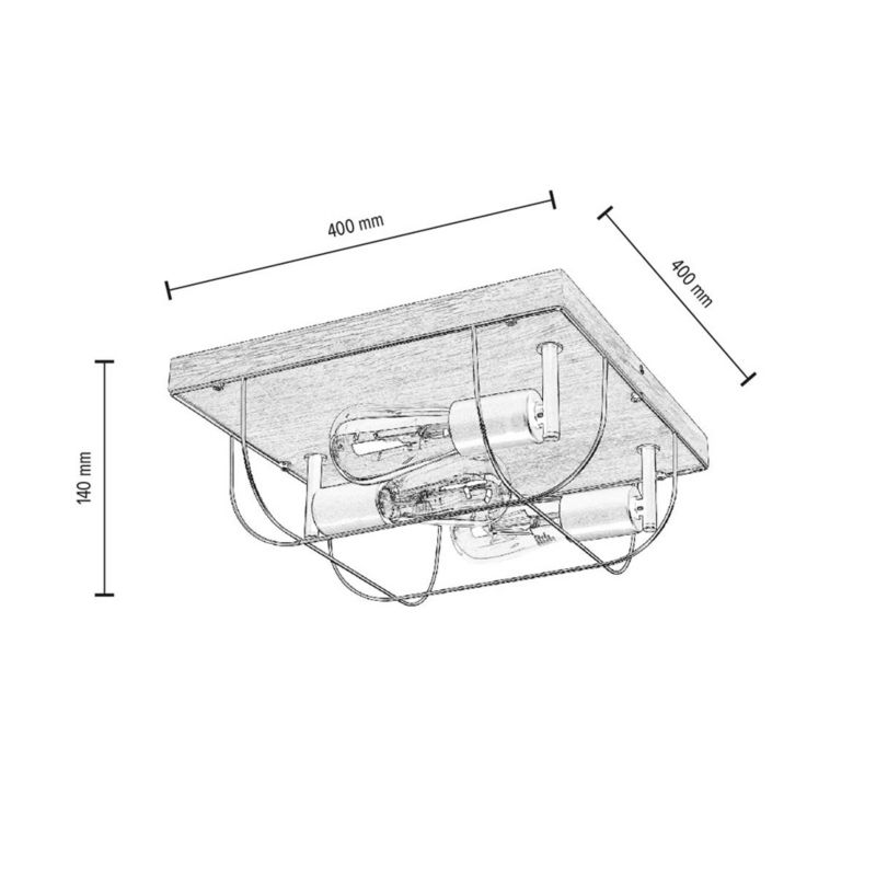 Drewniana Lampa Sufitowa SPOT Light 4xE27 Max.15W LED Dąb Olejowany FSC z Dodatkiem Czerni, Polski Producent, 1 szt.