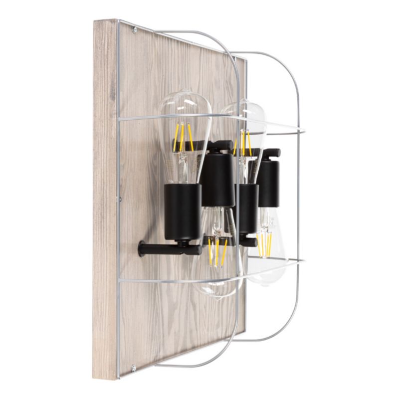 Drewniana Lampa Sufitowa SPOT Light 4xE27 Max.15W LED Drewno Sosnowe Szare FSC z Srebrnym Akcentem, 1 szt.