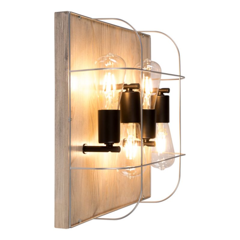 Drewniana Lampa Sufitowa SPOT Light 4xE27 Max.15W LED Drewno Sosnowe Szare FSC z Srebrnym Akcentem, 1 szt.