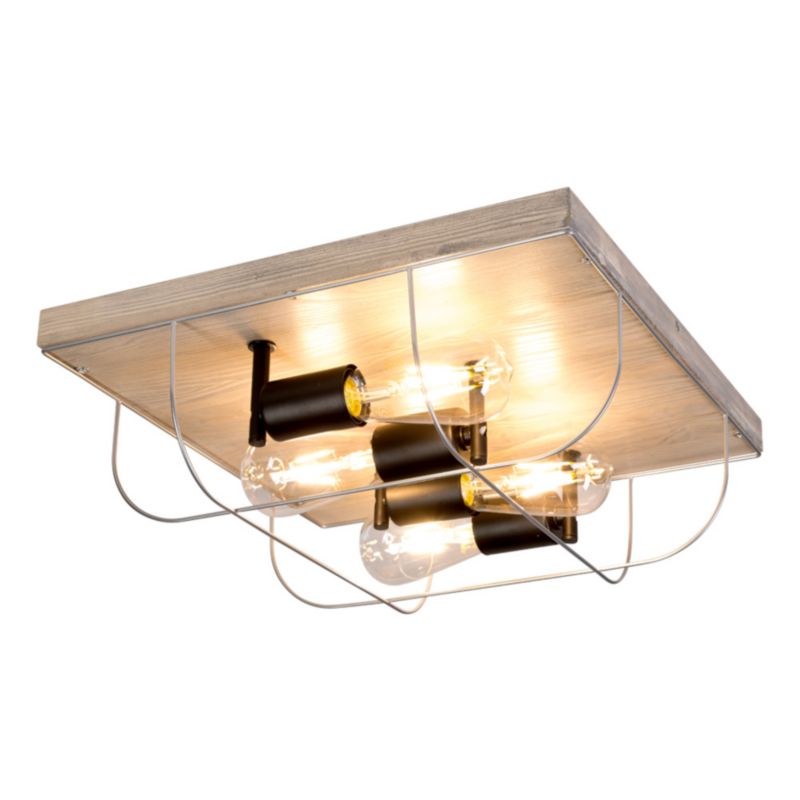 Drewniana Lampa Sufitowa SPOT Light 4xE27 Max.15W LED Drewno Sosnowe Szare FSC z Srebrnym Akcentem, 1 szt.