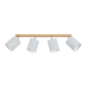 Drewniana Lampa Sufitowa SPOT Light 4xE27 Max.25W Dąb Olejowany FSC, Szare Abażury, 1 szt.