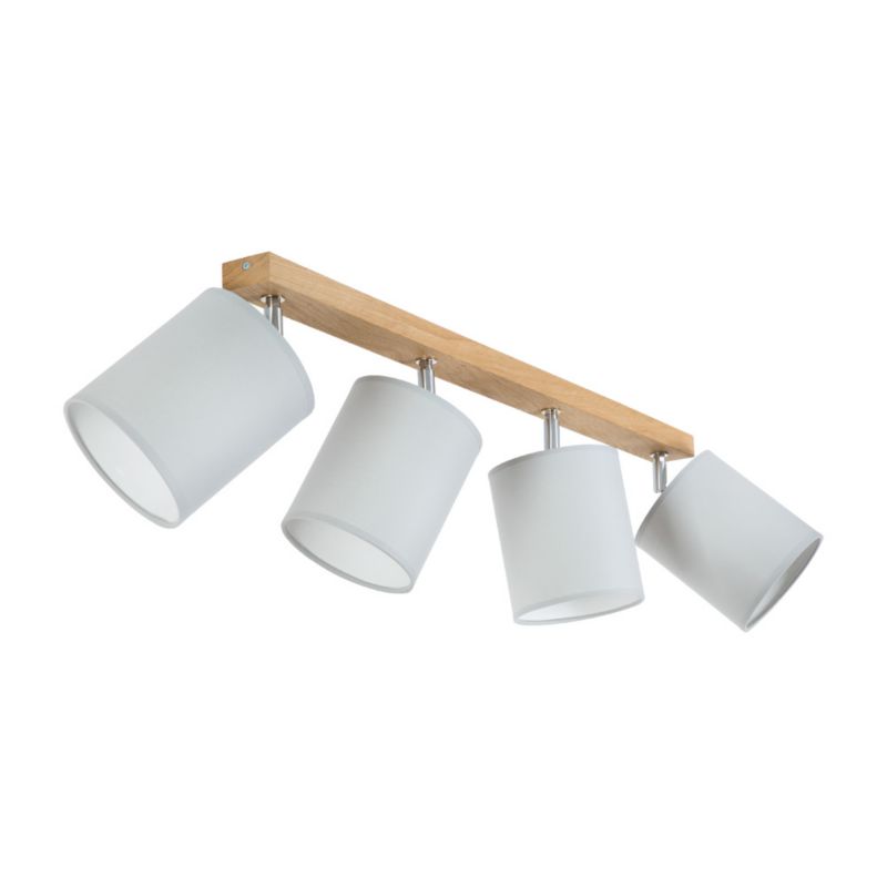 Drewniana Lampa Sufitowa SPOT Light 4xE27 Max.25W Dąb Olejowany FSC, Szare Abażury, 1 szt.