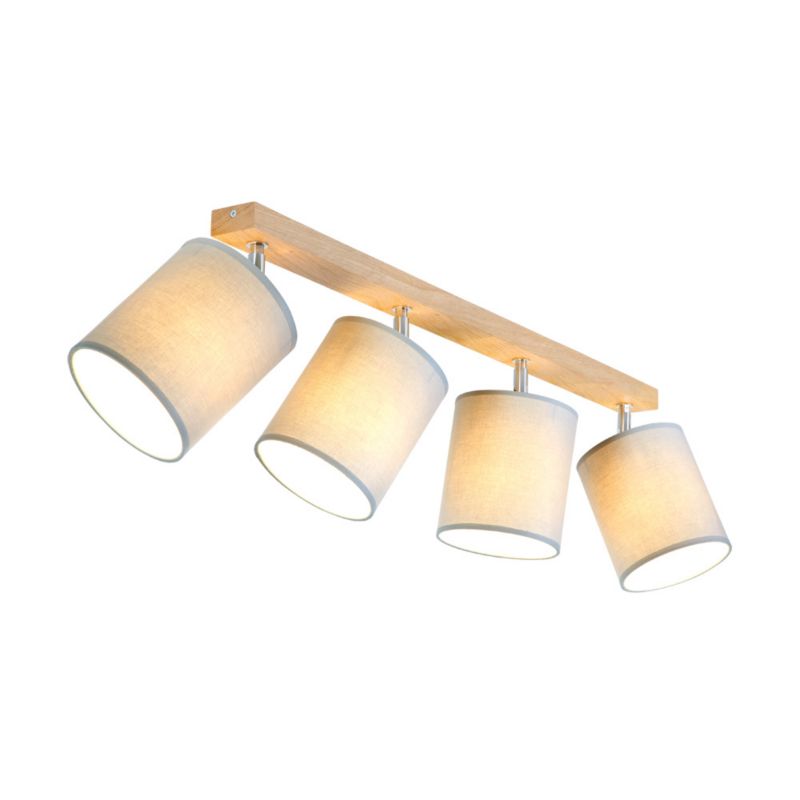 Drewniana Lampa Sufitowa SPOT Light 4xE27 Max.25W Dąb Olejowany FSC, Szare Abażury, 1 szt.