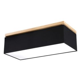 Drewniana Lampa Sufitowa SPOT Light 4xE27 Max.25W Dąb Olejowany FSC z Czarnym Abażurem, Polski Producent, 1 szt.