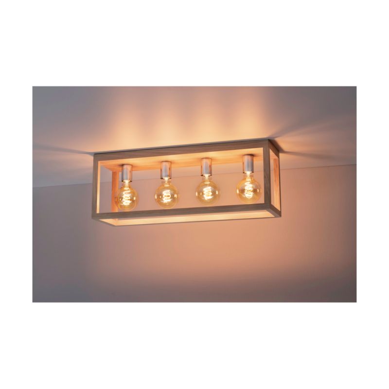 Drewniana Lampa Sufitowa SPOT Light  4xE27 Max.60W Dąb Olejowany FSC z Akcentem Chromu, Polski Producent, 1 szt.
