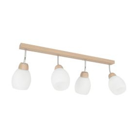 Drewniana Lampa sufitowa SPOT Light 4xE27 Max.60W Dąb Olejowany FSC z Białymi Kloszami, Polski Producent, 1 szt.