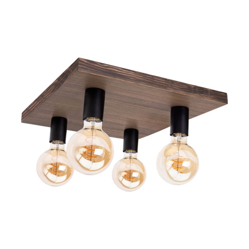 Drewniana Lampa Sufitowa SPOT Light  4xE27 Max.60W Sosna Bejcowana Orzechowa FSC, Polski Producent, 1 szt.