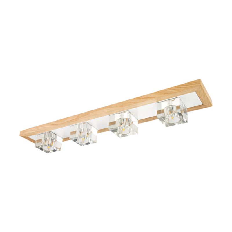 Drewniana Lampa Sufitowa SPOT Light  4xG4 2,5W Dąb Olejowany FSC z Akcentem Bieli i Transparentnego Szkła, 1 szt.