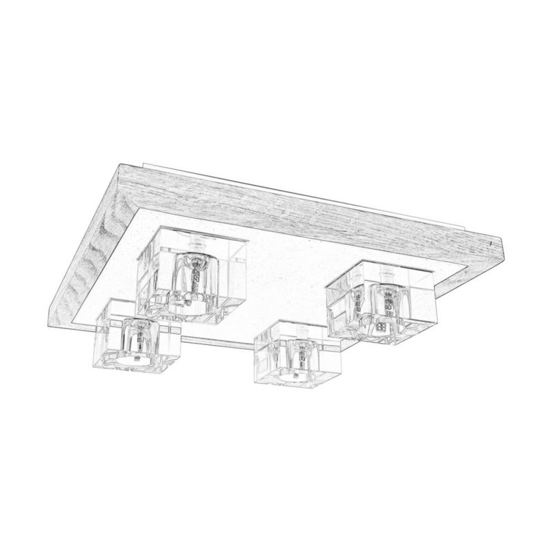 Drewniana Lampa Sufitowa SPOT Light  4xG4 2,5W Dąb Olejowany FSC z Akcentem Bieli, Transparentne Szklane Klosze, 1 szt.