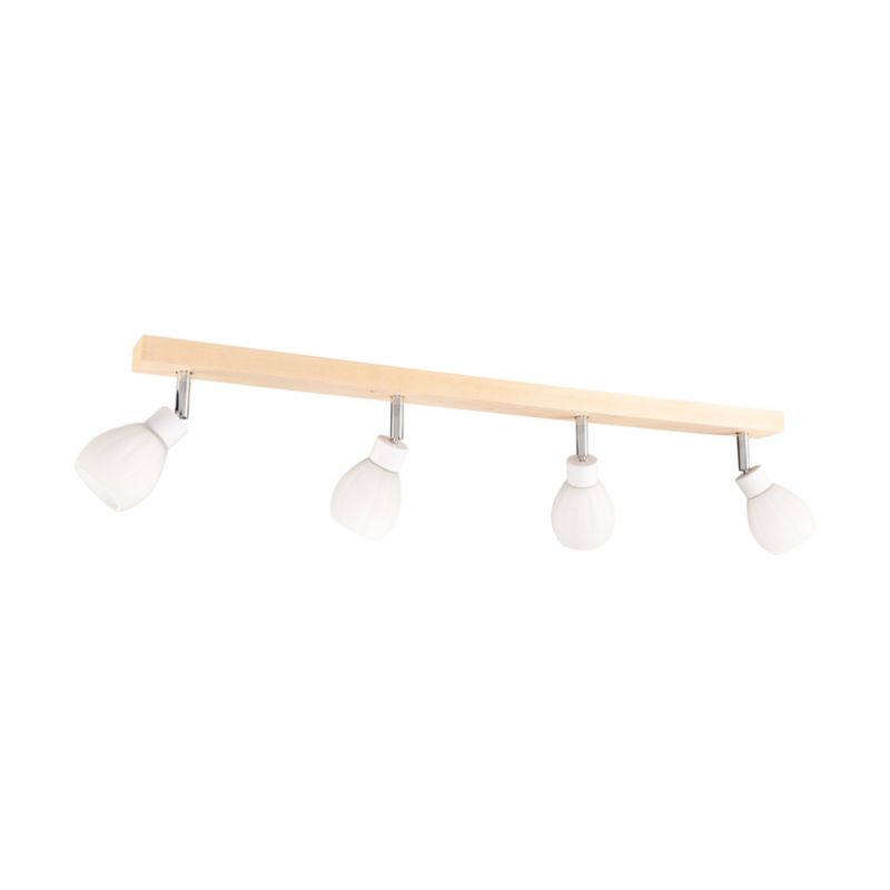 Drewniana Lampa Sufitowa SPOT Light  4xG9 LED 3W Naturalna Brzoza FSC z Akcentami Bieli, Polski Producent, 1 szt.