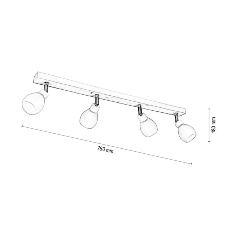 Drewniana Lampa Sufitowa SPOT Light  4xG9 LED 3W Naturalna Brzoza FSC z Akcentami Bieli, Polski Producent, 1 szt.