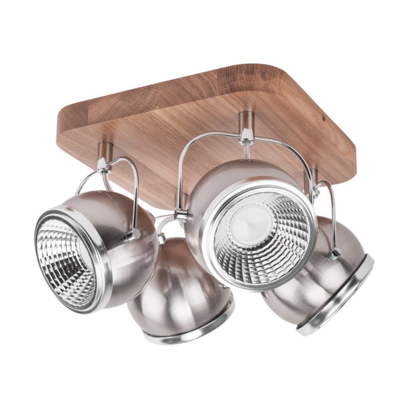 Drewniana Lampa Sufitowa SPOT Light  4xGU10 LED 6W Dąb Olejowany FSC z Dodatkiem Satyny Polski Producent 1 szt.